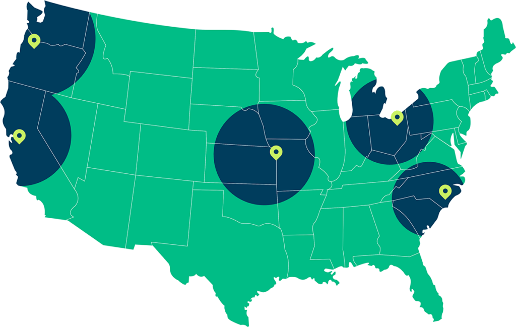 Expansion Phase: Reach the entire country in 2 days or less via Ground