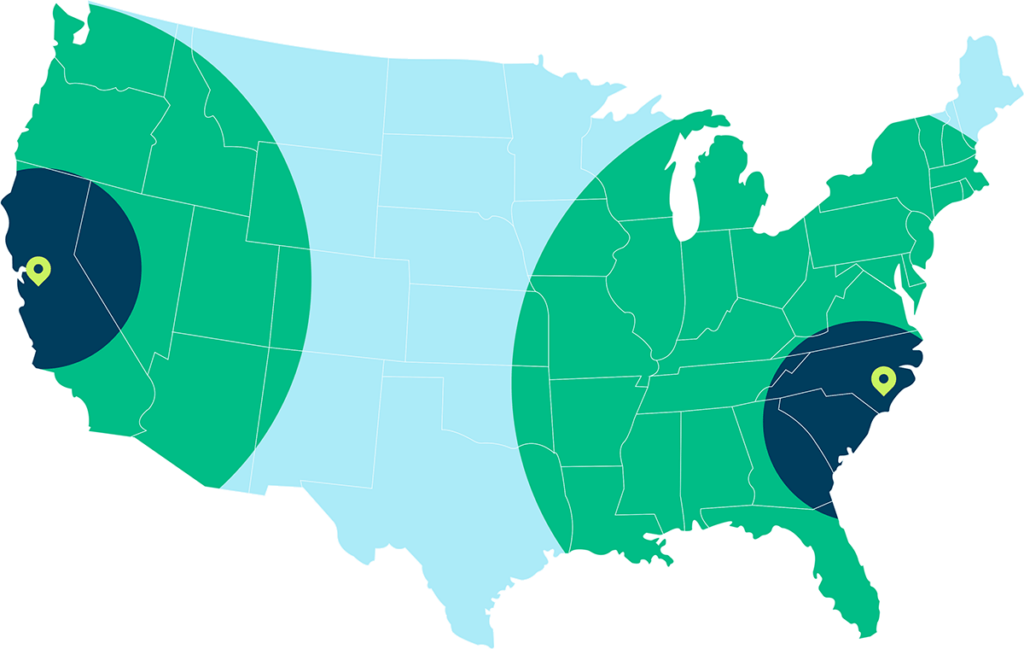 Growth Phase: Reach a higher number of dense East and West coast metro areas in 2 days