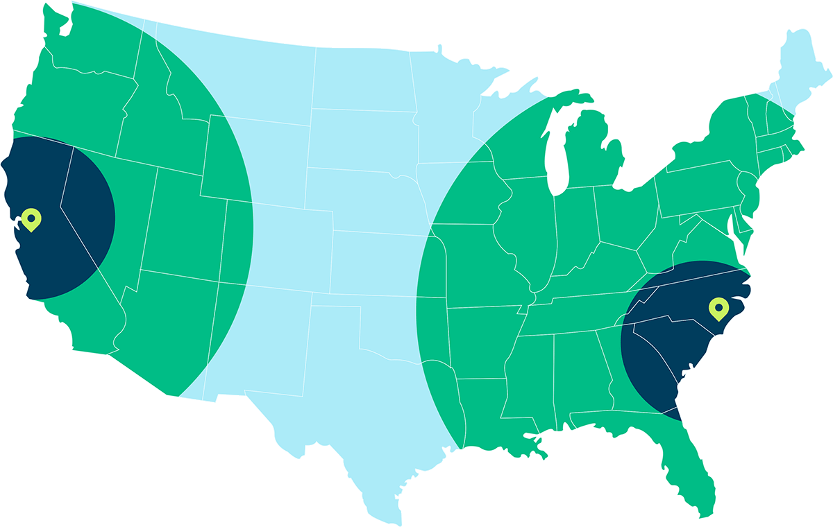 Growth Phase: Reach a higher number of dense East and West coast metro areas in 2 days